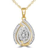 2/5 CTW Round Diamond Pear Halo Pendant Necklace in 14K Yellow Gold (MDR210044)