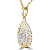 2/5 CTW Round Diamond Pear Halo Pendant Necklace in 14K Yellow Gold (MDR210044)