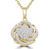1/3 CTW Round Diamond Swirl Cluster Pendant Necklace in 14K Yellow Gold (MDR210047)