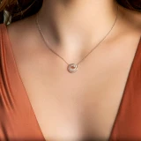 1/3 CTW Round Diamond Circle Necklace in 14K White Gold (MDR210048)