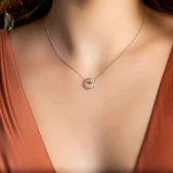 1/3 CTW Round Diamond Circle Necklace in 14K White Gold (MDR210048)