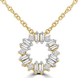 1/4 CTW Baguette Diamond Circle Necklace in 14K Yellow Gold (MDR210052)