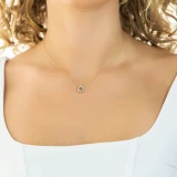 1/4 CTW Baguette Diamond Circle Necklace in 14K Yellow Gold (MDR210052)
