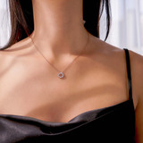 1/4 CTW Baguette Diamond Circle Necklace in 14K Rose Gold (MDR210053)