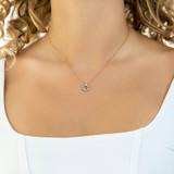 1/4 CTW Baguette Diamond Circle Necklace in 14K Rose Gold (MDR210053)