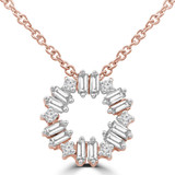 1/4 CTW Baguette Diamond Circle Necklace in 14K Rose Gold (MDR210053)