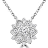 3/8 CTW Round Diamond Floral Necklace in 14K White Gold (MDR210054)