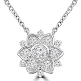 3/8 CTW Round Diamond Floral Necklace in 14K White Gold (MDR210054)
