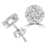 1 1/2 CTW Princess Diamond Marquise Diamond Cluster Stud Earrings in 14K White Gold (MDR210068)