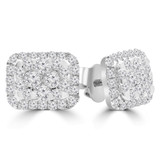 4/5 CTW Round Diamond Cluster Halo Stud Earrings in 14K White Gold (MDR210073)
