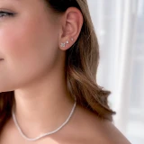 2/5 CTW Baguette Diamond Cluster Stud Earrings in 14K White Gold (MDR210091)