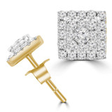 1/2 CTW Round Diamond Halo Stud Earrings in 14K Yellow Gold (MDR210095)