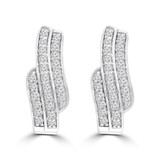 3/8 CTW Round Diamond Three-row  Huggie Earrings in 14K White Gold (MDR210111)