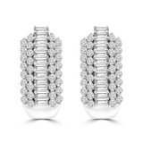 1 3/5 CTW Baguette Diamond Five-row Huggie Earrings in 14K White Gold (MDR210113)