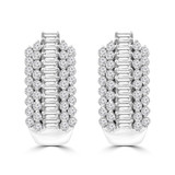1 3/5 CTW Baguette Diamond Five-row Huggie Earrings in 14K White Gold (MDR210113)