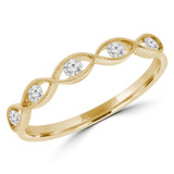 1/5 CTW Round Diamond Vintage Twisted Semi-Eternity Anniversary Wedding Band Ring in 14K Yellow Gold (MDR210135)