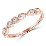 1/4 CTW Round Diamond Vintage Semi-Eternity Wedding Band Ring in 14K Rose Gold (MDR210142)