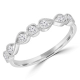 1/4 CTW Round Diamond Vintage Semi-Eternity Wedding Band Ring in 14K White Gold (MDR210147)
