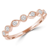 1/5 CTW Round Diamond Vintage Semi-Eternity Wedding Band Ring in 14K Rose Gold (MDR210149)