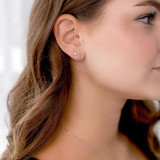1/10 CTW Round Diamond Three-stone Bezel Set Stud Earrings in 14K White Gold (MDR210155)
