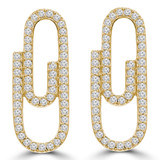 1/4 CTW Round Diamond Paper Clip Drop/Dangle Earrings in 14K Yellow Gold (MDR210159)