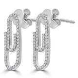 1/4 CTW Round Diamond Paper Clip Drop/Dangle Earrings in 14K White Gold (MDR210160)