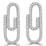 1/4 CTW Round Diamond Paper Clip Drop/Dangle Earrings in 14K White Gold (MDR210160)