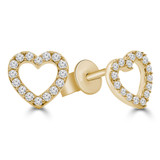 1/7 CTW Round Diamond Heart Stud Earrings in 14K Yellow Gold (MDR210161)