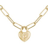 Heart Lock Necklace in 14K Yellow Gold (MDR210179)