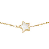 White Enameled 3 Star Necklace in 14K Yellow Gold (MDR210185)