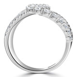1 1/2 CTW Round Diamond Three-row Spiral Cocktail Ring in 18K White Gold (MDR220002)