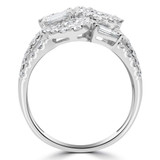 2 1/6 CTW Baguette Diamond Four-row Cluster Cocktail Ring in 18K White Gold (MDR220003)