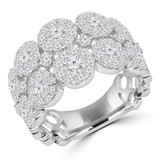 1 4/5 CTW Round Diamond Halo Cluster Cocktail Ring in 18K White Gold (MDR220004)
