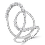 1 1/10 CTW Round Diamond Cross-over Loop Cocktail Ring in 18K White Gold (MDR220009)