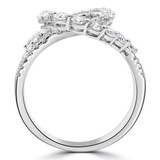 1 1/10 CTW Round Diamond Cross-over Loop Cocktail Ring in 18K White Gold (MDR220009)