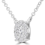 1/4 CTW Round Diamond Oval Halo Necklace in 18K White Gold (MDR220014)