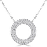 2/3 CTW Round Diamond Three-row Circle Necklace in 18K White Gold (MDR220017)