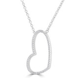 1/8 CTW Round Diamond Heart Necklace in 18K White Gold (MDR220020)