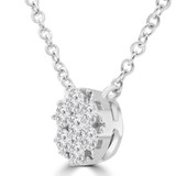 1/3 CTW Round Diamond Cluster Necklace in 18K White Gold (MDR220021)