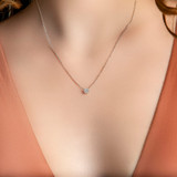 1/4 CTW Round Diamond Halo Necklace in 18K White Gold (MDR220024)