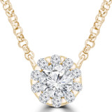 1/4 CTW Round Diamond Shared Claw Halo Necklace in 18K Yellow Gold (MDR220029)