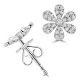 1/4 CTW Round Diamond Floral Cluster Petal Stud Earrings in 18K White Gold (MDR220033)