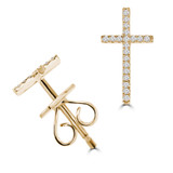 1/10 CTW Round Diamond Cross Stud Earrings in 18K Yellow Gold (MDR220041)