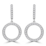 4/5 CTW Round Diamond Circle Drop/Dangle Earrings in 18K White Gold (MDR220044)