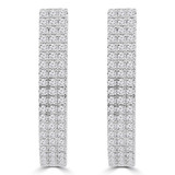 2 1/3 CTW Round Diamond Three-row Inside Outside Hoop Earrings in 18K White Gold (MDR220046)