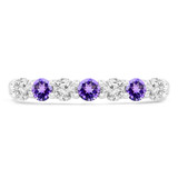 1/2 CTW Round Purple Amethyst & Round Diamond 7-Stone Alternating Semi-Eternity Anniversary Wedding Band Ring in 14K White Gold (MDR220049)