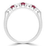 2/3 CTW Round Red Ruby & Round Diamond 7-Stone Alternating Semi-Eternity Anniversary Wedding Band Ring in 14K White Gold (MDR220051)