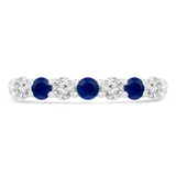 3/5 CTW Round Blue Sapphire & Round Diamond 7-Stone Alternating Semi-Eternity Anniversary Wedding Band Ring in 14K White Gold (MDR220052)