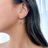 1 4/5 CTW Oval Purple Amethyst & Round Diamond Oval Halo Drop/Dangle Earrings in 14K White Gold (MDR220054)