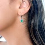 1 9/10 CTW Oval Green Emerald & Round Diamond Oval Halo Drop/Dangle Earrings in 14K White Gold (MDR220055)